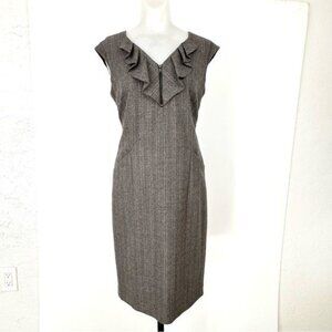 Classiques Entier gray wool sheath dress V-neck sleeveless size 8